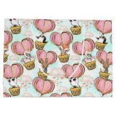 かわいいハートバルーンバレンタイン動物を愛で ラージペーパーバッグ (裏面)