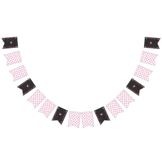 かわいいハートバレンタインデーパーティー バンティングフラッグ (全)