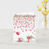 かわいいハートバレンタインデー カード (黄色い花)