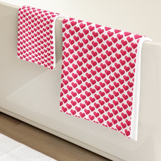 かわいいハートバレンタイン水の色シンプルのパターン バスタオルセット