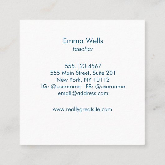 かわいいハートバードハウススクエアビジネスカード スクエア名刺 (裏面)