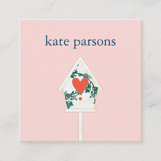 かわいいハートバードハウススクエアビジネスカード スクエア名刺 (正面)