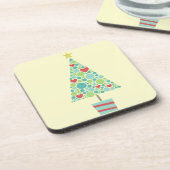 かわいいハートパステルモダンクリスマスツリー コースター (左側)