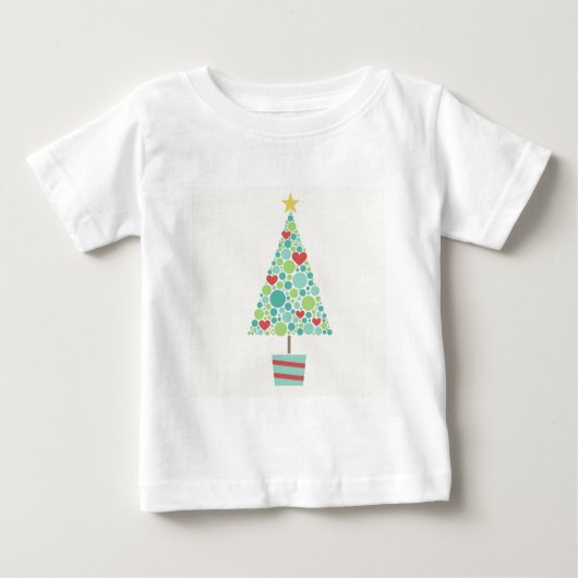 かわいいハートパステルモダンクリスマスツリー ベビーTシャツ (正面)