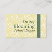 かわいいハートパターンパステルイエローグリーンフローリスト 名刺 (正面)