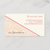 かわいいハートパターンパステルベビーピンクフローリスト 名刺 (裏面)