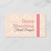 かわいいハートパターンパステルベビーピンクフローリスト 名刺 (正面)
