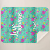 かわいいハートパターン愛常にあなたの名前バレンタイン シェルパブランケット (正面(横))