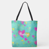 かわいいハートパターン愛常にあなたの名前バレンタイン トートバッグ (裏面)