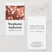 かわいいハートパターン | 白熱［赤熱］光を放つハートの背景 名刺 (正面/裏面)