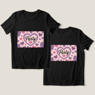かわいいハートパーティーブラックTシャツ トライブレンドTシャツ