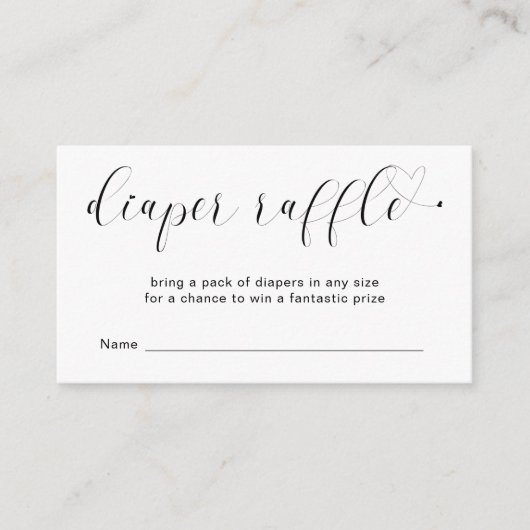 かわいいハートピンクおむつラッフルガール赤ちゃんシャワー エンクロージャーカード (正面)