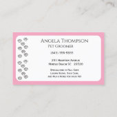 かわいいハートピンクのペットトリマー名刺 名刺 (裏面)