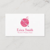 かわいいハートピンククロシェ糸 名刺 (正面)