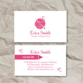 かわいいハートピンククロシェ糸 名刺