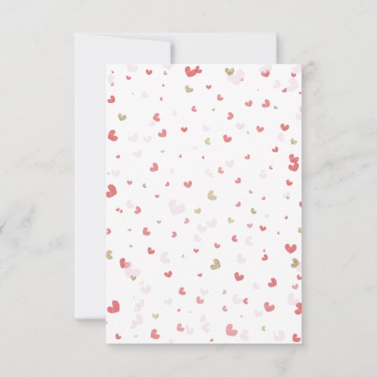 かわいいハートピンク赤金ゴールドデジタルバレンタインデー 招待状 (裏面)