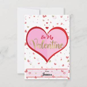 かわいいハートピンク赤金ゴールドデジタルバレンタインデー 招待状