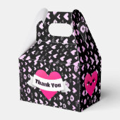 かわいいハートピンク&ブラック結婚ズ婚約 フェイバーボックス (正面サイド)