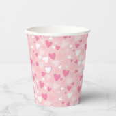 かわいいハートピンク 紙コップ (正面)