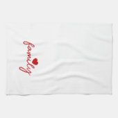 かわいいハートファミリーカスタム文字 キッチンタオル (横)