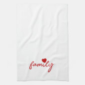 かわいいハートファミリーカスタム文字 キッチンタオル (縦)