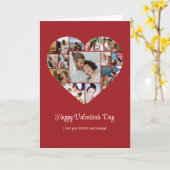 かわいいハートフォトコラージュ赤ラブバレンタインデー カード (黄色い花)