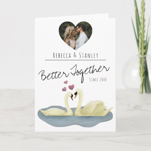 かわいいハートフォトバレンタインデーの白人記念日 シーズンカード (正面)