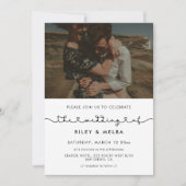 かわいいハートフォント結婚の写真 招待状 (正面)