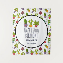 かわいいハートフルな誕生日のプレゼントに最適なポットに入ったサボテン タペストリー