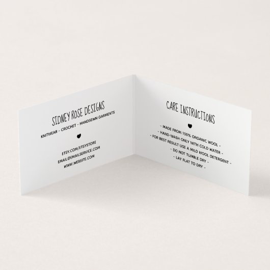 かわいいハートブラック作りのラブつるラベル 名刺 (内部)
