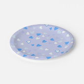 かわいいハートブルーパーティープレート ペーパープレート (アングル)