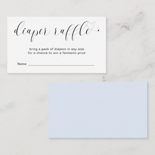 かわいいハートブルー少年おむつくじベビーシャワー エンクロージャーカード (正面/裏面)