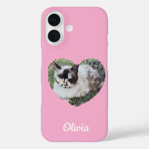 かわいいハートペット写真&ポープリント,猫犬,カスタム iPhone 16ケース