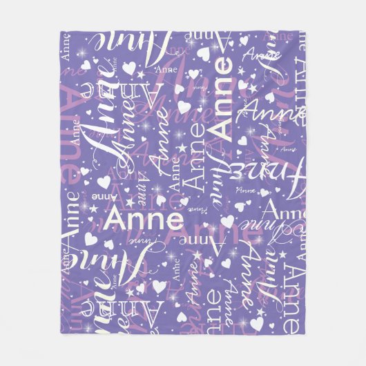 かわいいハートペリウィンクルベビーガールズ名 フリースブランケット (正面)