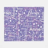 かわいいハートペリウィンクルベビーガールズ名 フリースブランケット (正面(横))