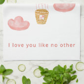 かわいいハートホットエアバルーンバレンタイン キッチンタオル (折り畳み)