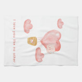 かわいいハートホットエアバルーンバレンタイン キッチンタオル (横)