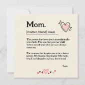 かわいいハートママ辞書ママの日 サンキューカード (正面)