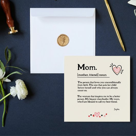 かわいいハートママ辞書ママの日 サンキューカード