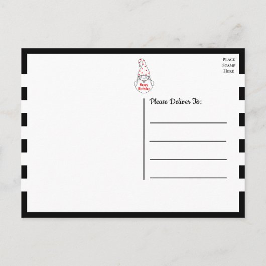 かわいいハートマンガレッドブラックガーデン格言誕生日 ポストカード (裏面)