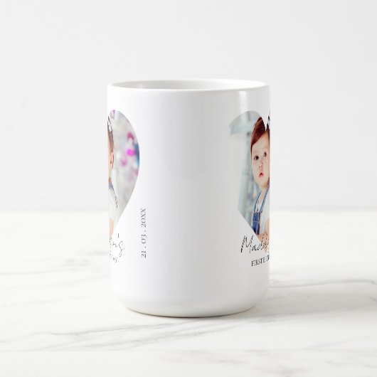 かわいいハートミニマル写真第1誕生日 コーヒーマグカップ (中央)