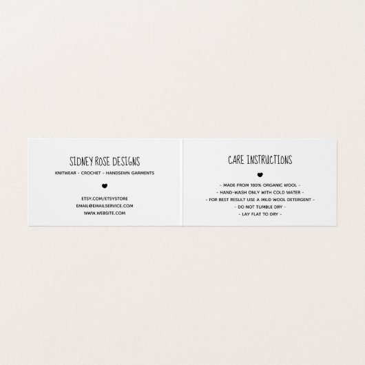 かわいいハートメイドの愛つるラベル 名刺 (内部フラット)