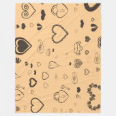 かわいいハートモダンダークグレーパターン フリースブランケット (正面)