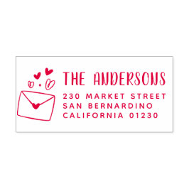 かわいいハートモダン封筒の名前と差出人住所 セルフインキングスタンプ
