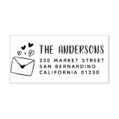 かわいいハートモダン封筒の名前と差出人住所 ラバースタンプ (インプリント)