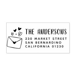 かわいいハートモダン封筒の名前と差出人住所 ラバースタンプ