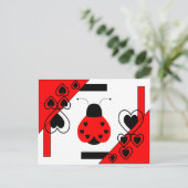 かわいいハートラディバグバレンタインポストカード シーズンポストカード (スタンド正面)