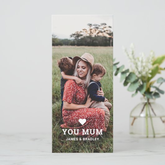 かわいいハートラブユーママ 母の日の写真 カード (スタンド正面)