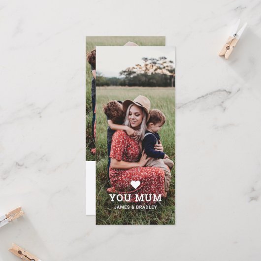 かわいいハートラブユーママ 母の日の写真 カード (正面/裏面インサイチュ)