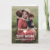 かわいいハートラブユーママ 母の日の写真 カード (正面)